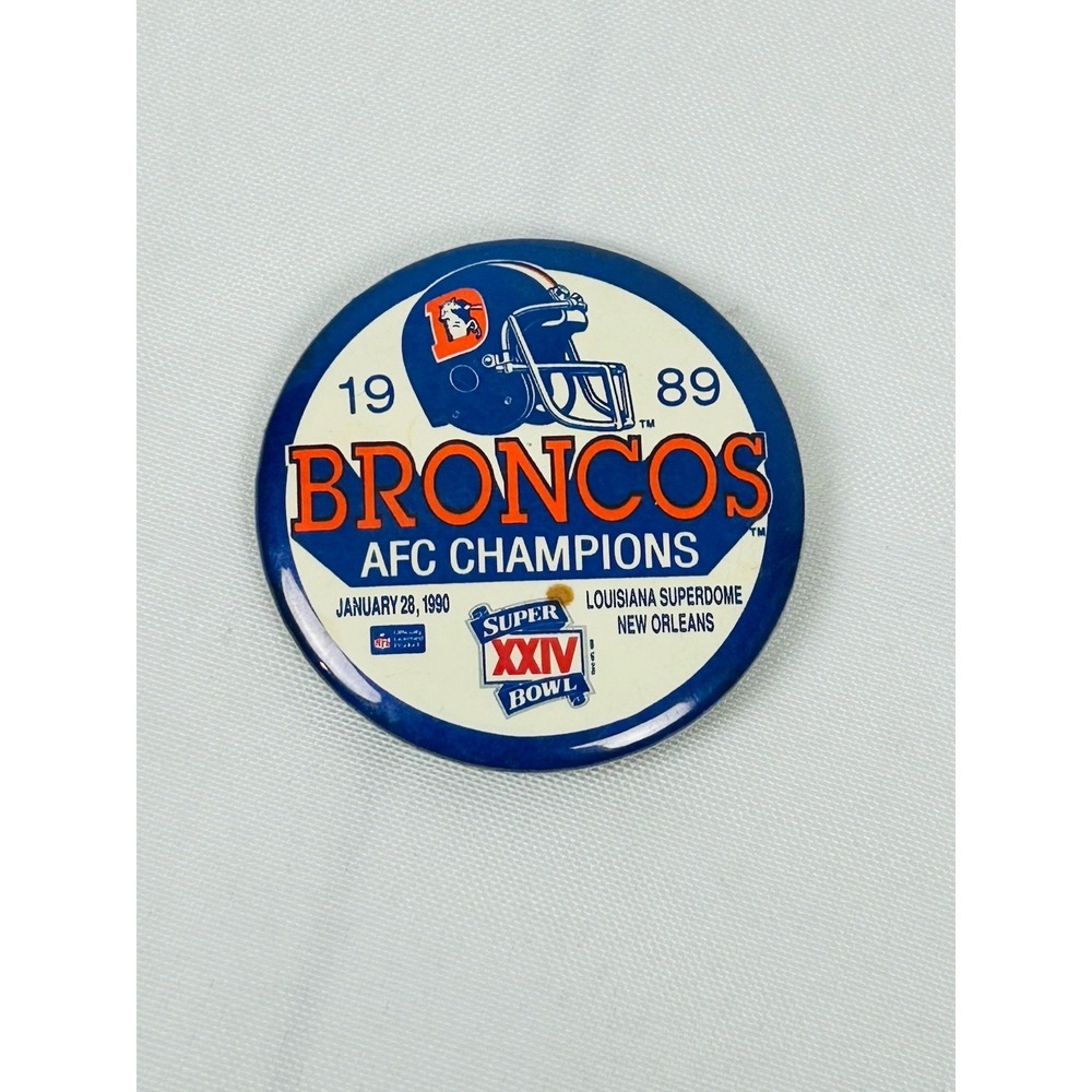 Denver Broncos AFC Champions 1989 Superbowl 1990 Superdome Button Pin WinCraft